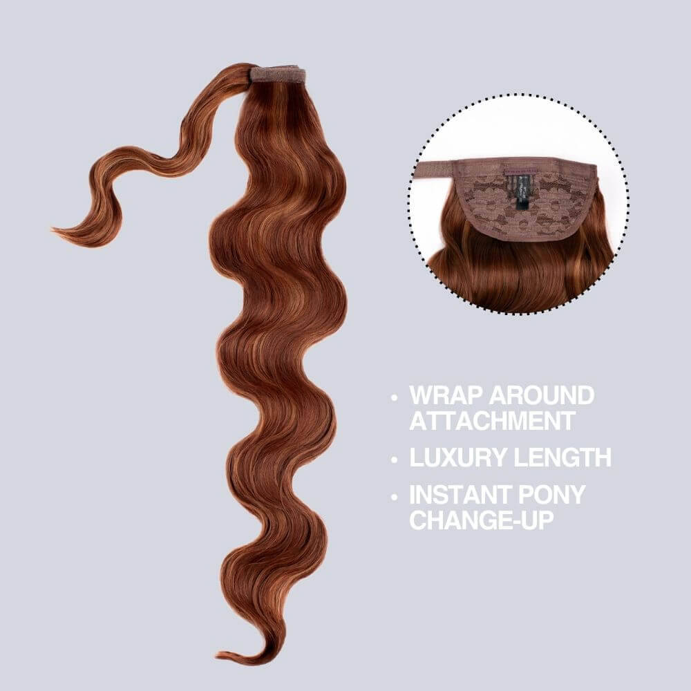 Stranded Body Wave Wrap Around Ponytail - Colour #10/12 Pansy - Image 5