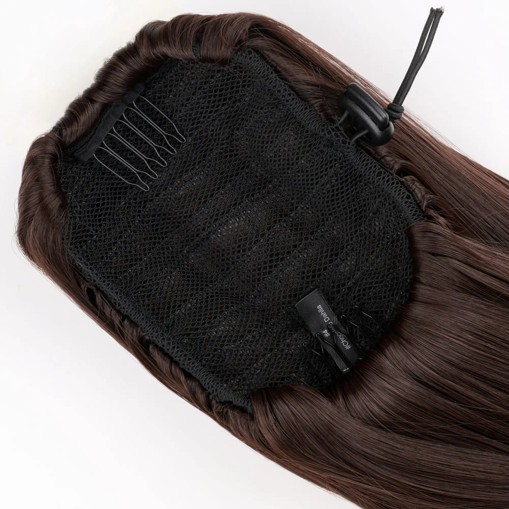 Stranded Long Straight Clip-in Ponytail - Colour #4 Chocolate Dahlia - Image 3